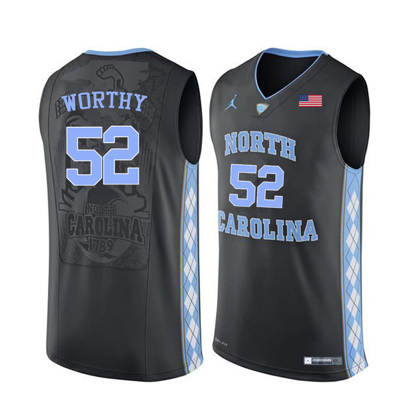 Men North Carolina Tar Heels #52 James Worthy College Basketball Jerseys Sale-Black - Click Image to Close